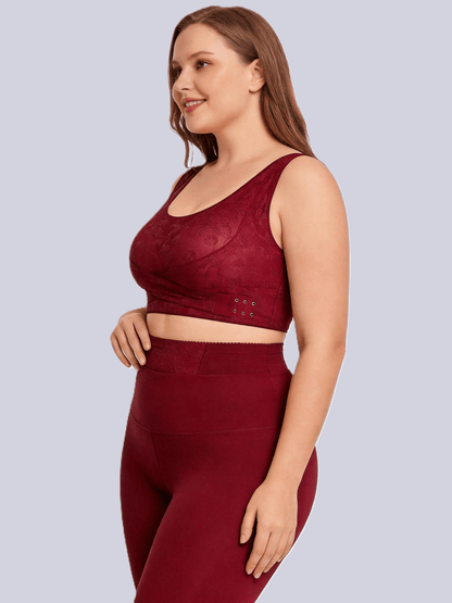 Vintage Embossed Wireless Push Up Shaping Bra with Cross Side Buckle