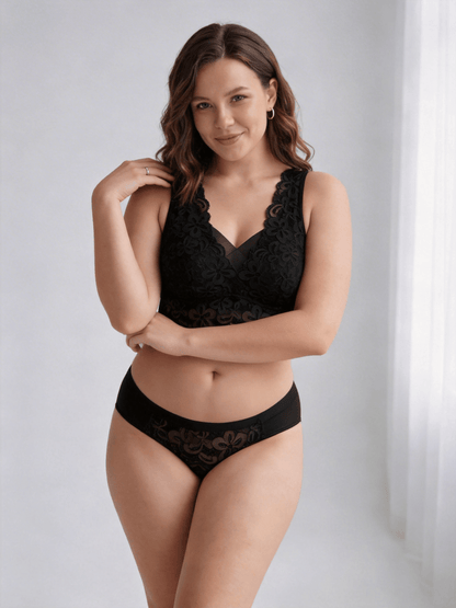 Plus Size Pure Lace Wireless Bra, Seamless & Breathable Design