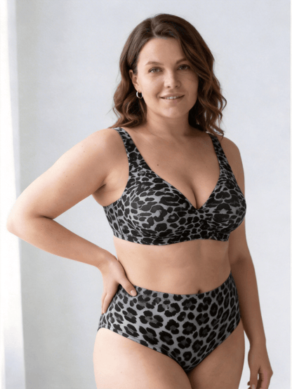Wireless Full-Coverage Bra with Leopard Print Choosable
