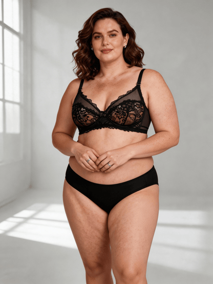 Women's Plus Size Ultra-Thin Net-Like Lace Push Up Bra Elegant Intimate