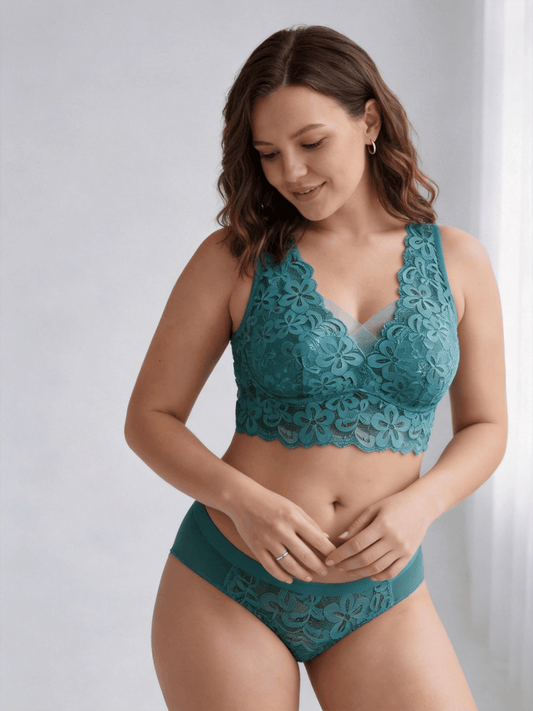 Plus Size Pure Lace Wireless Bra, Seamless & Breathable Design