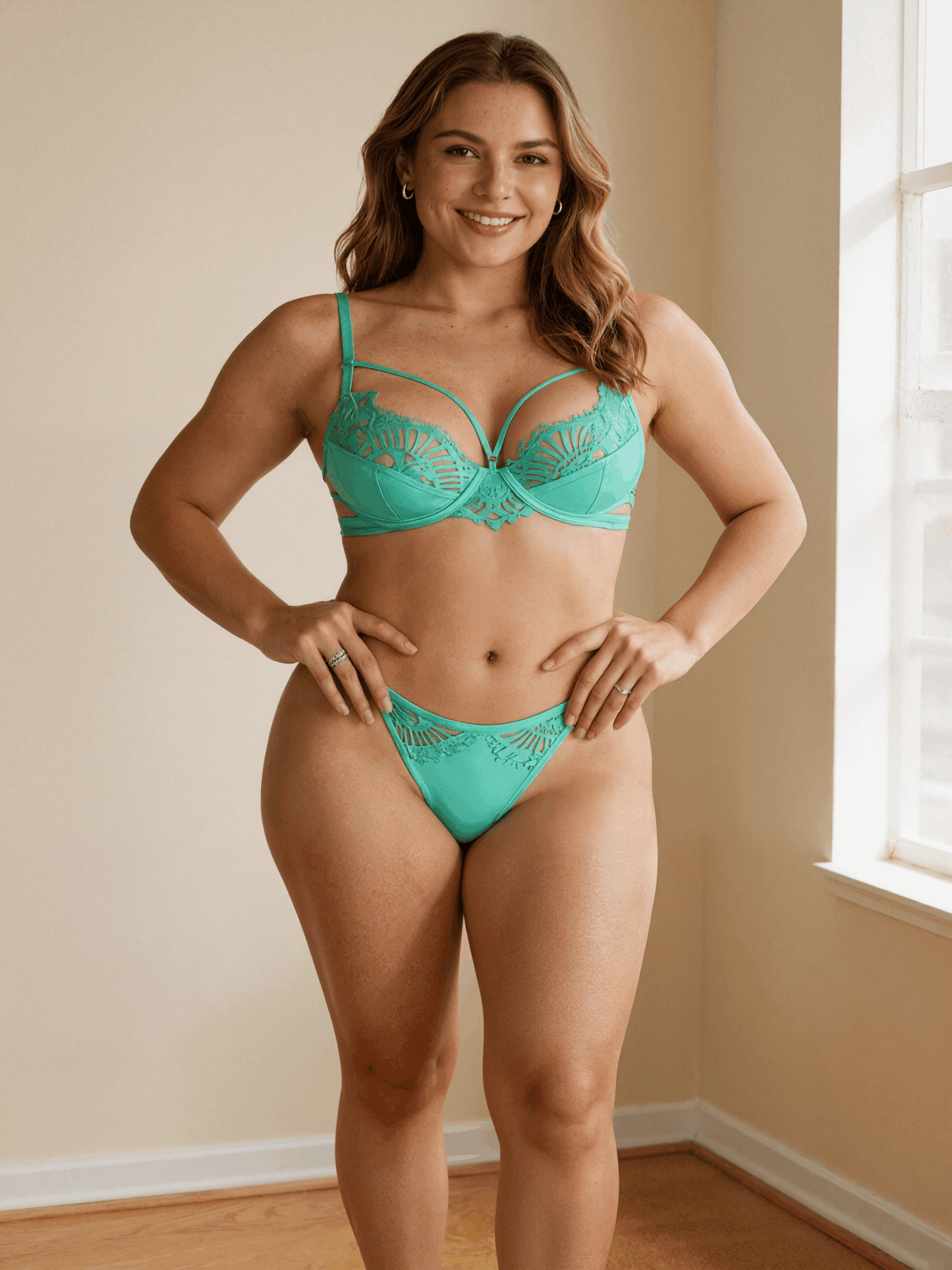Elegant Style Eyelash Lace Floral Breathable Push Up Bra Set for Women