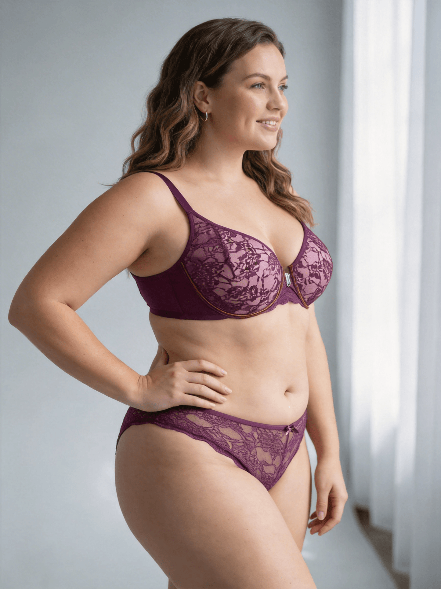 Plus Size Front Closure Lace Bra 3/4 Cup Minimizer Breathable Comfort Bra