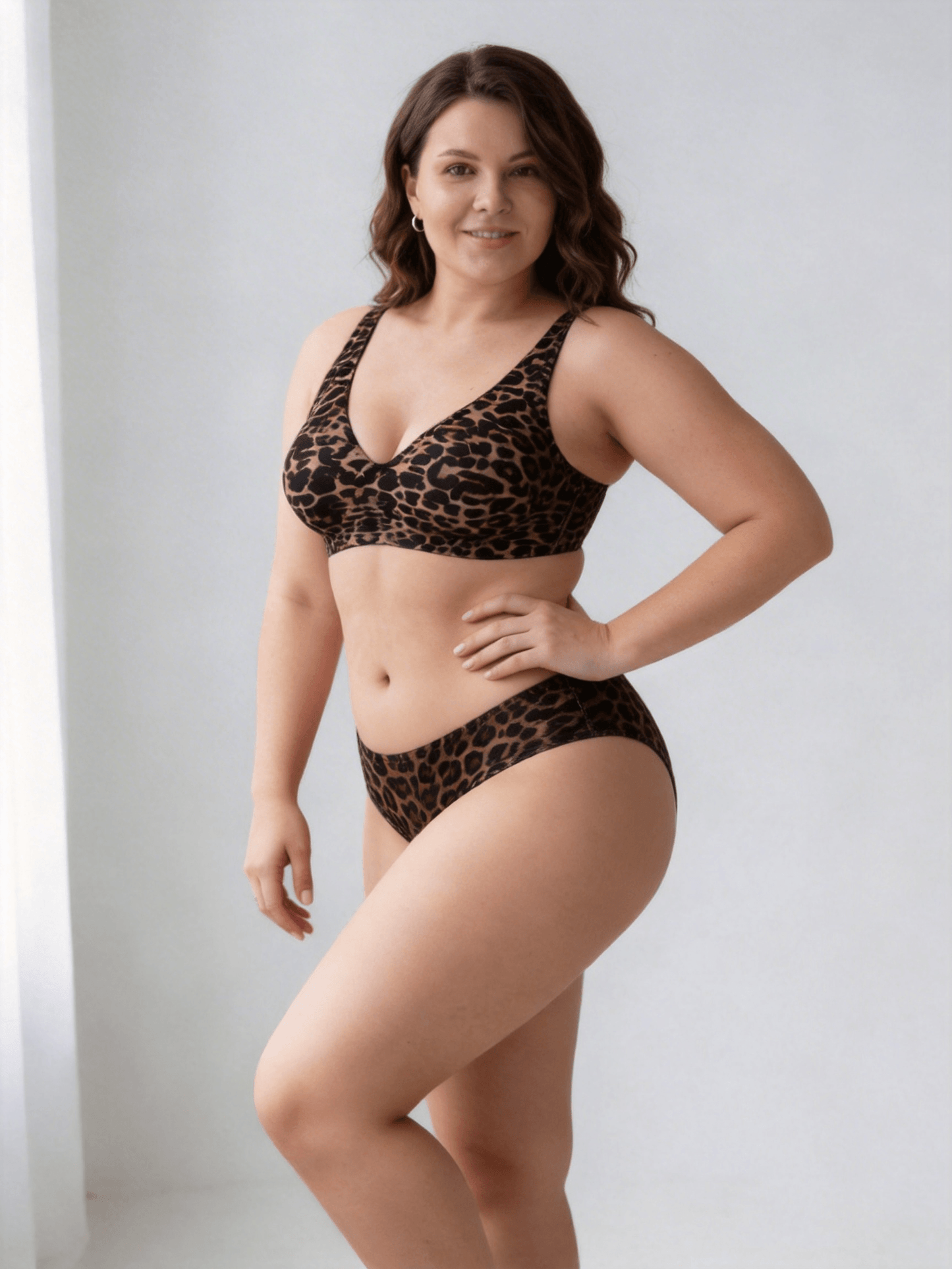 Wireless Full-Coverage Bra with Leopard Print Choosable