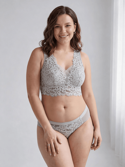 Plus Size Pure Lace Wireless Bra, Seamless & Breathable Design