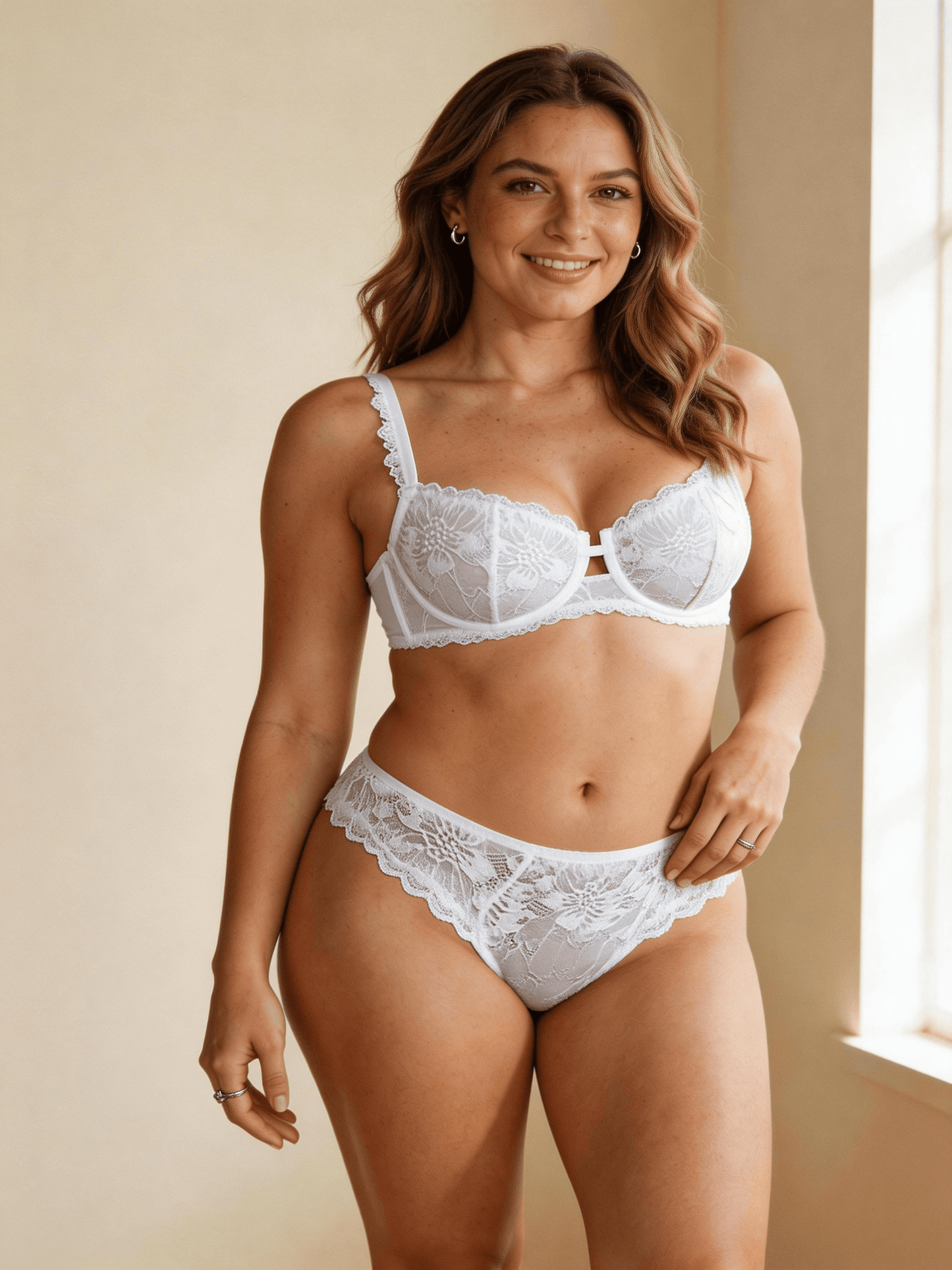 Thin Molded Cup, Push Up & Minimizer Lace Bra Set for Women