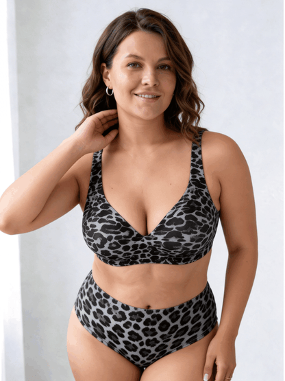 Wireless Full-Coverage Bra with Leopard Print Choosable