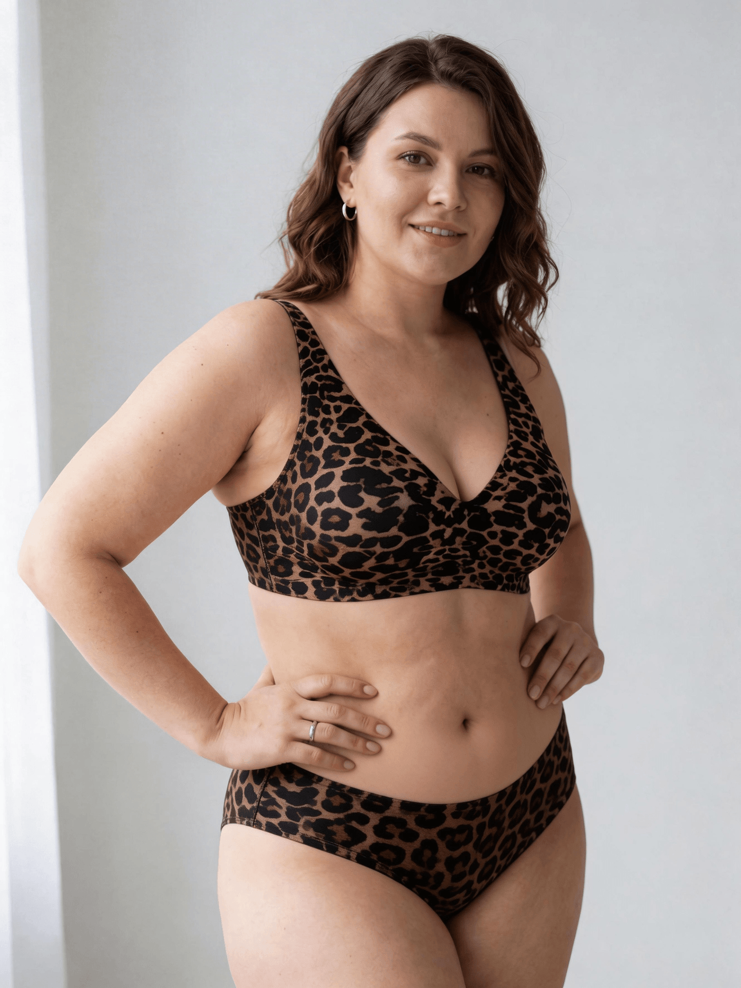 Wireless Full-Coverage Bra with Leopard Print Choosable