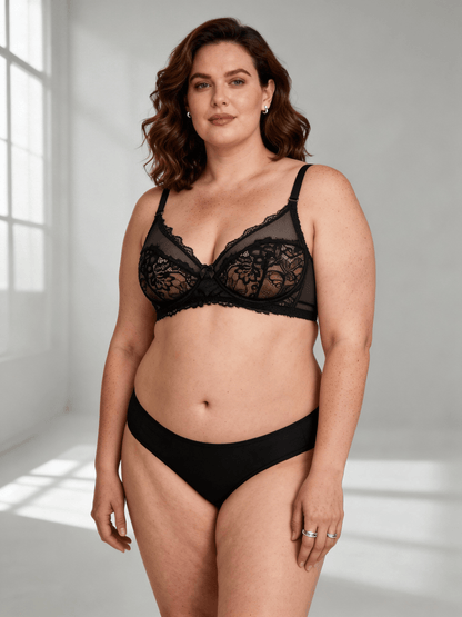 Women's Plus Size Ultra-Thin Net-Like Lace Push Up Bra Elegant Intimate