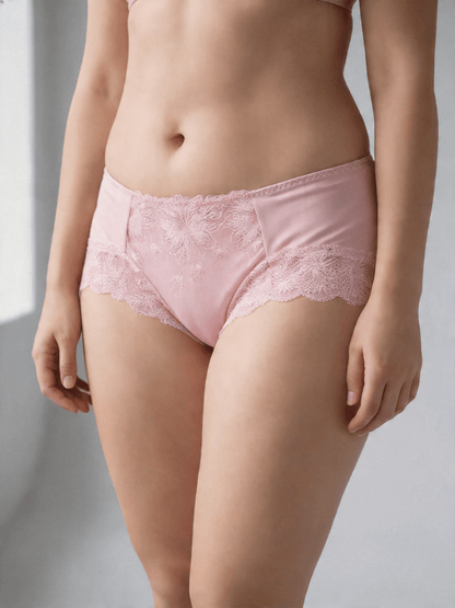 Women's Large Size Breathable Moisture Embroidery Panty, Mid-High Waist Briefs