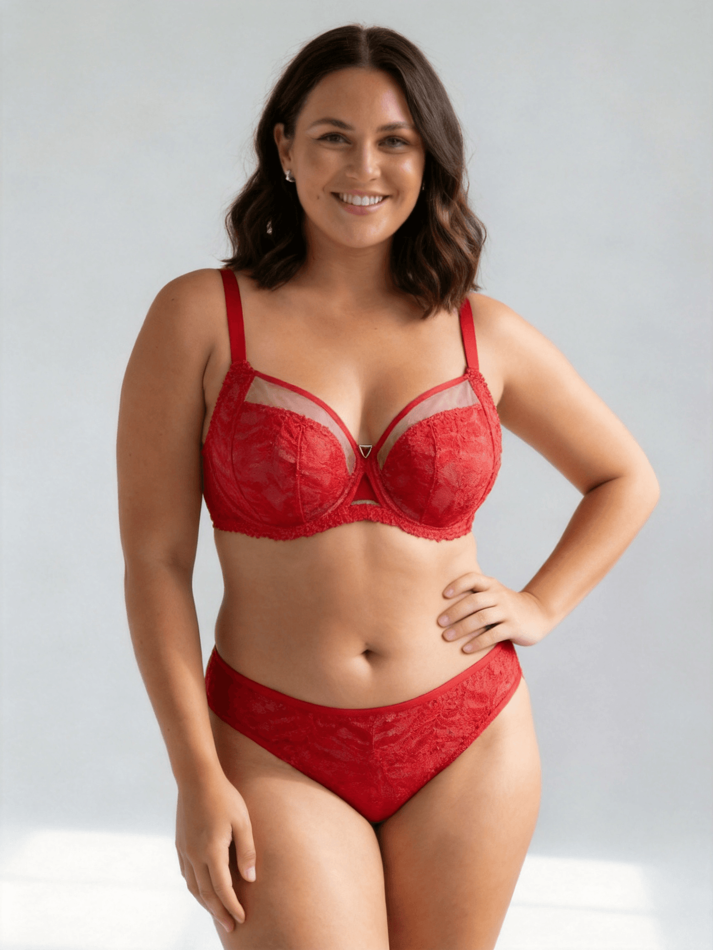 PlusSize Lace Bra Set,Push Up & Net Like, ThinCup