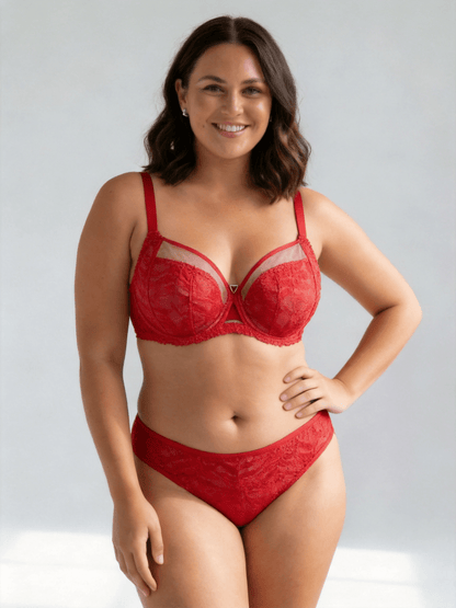 PlusSize Lace Bra Set,Push Up & Net Like, ThinCup