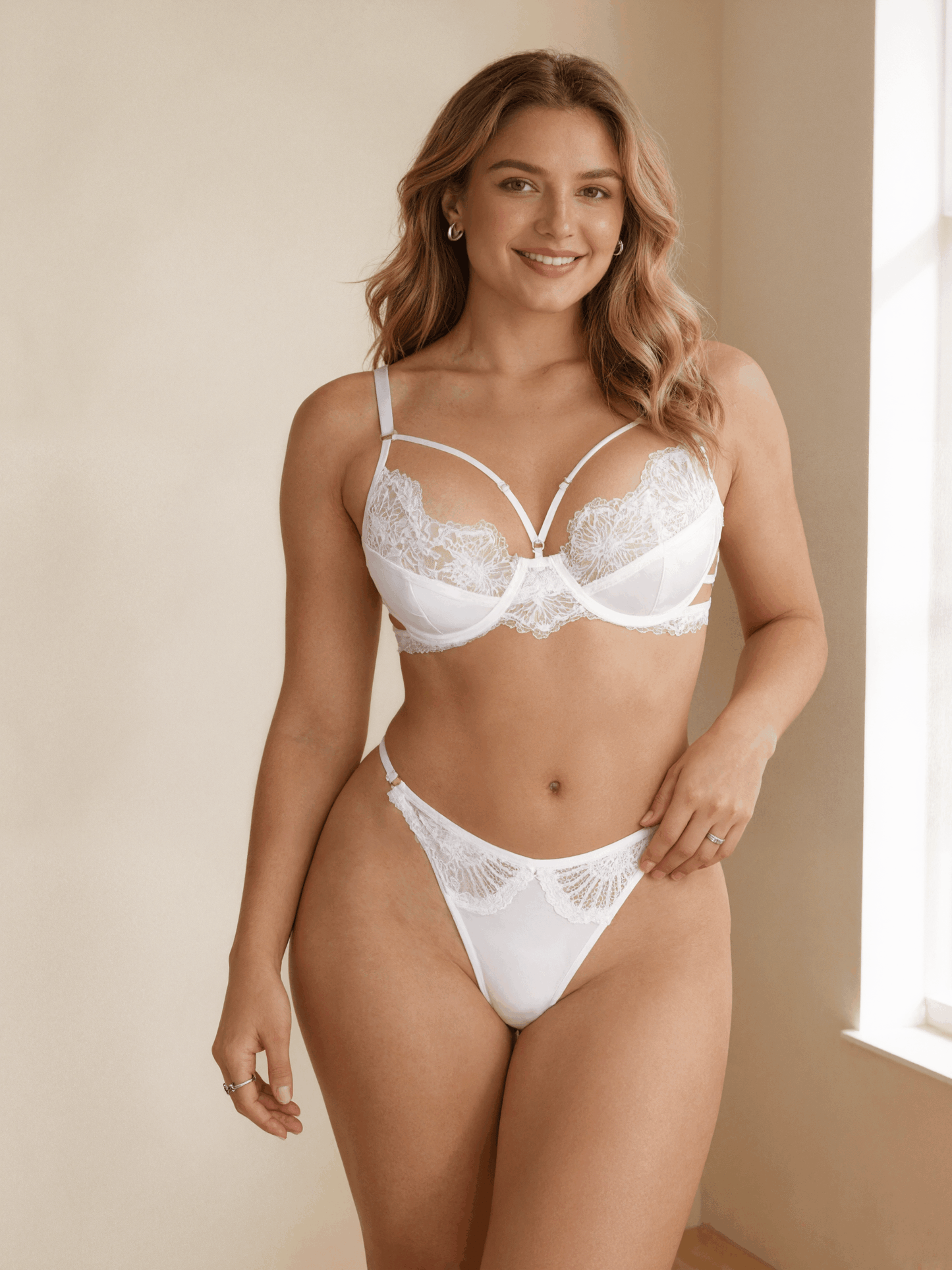Elegant Style Eyelash Lace Floral Breathable Push Up Bra Set for Women