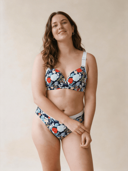 Seamless Plus Size Bra with Floral Print for Curvy Women