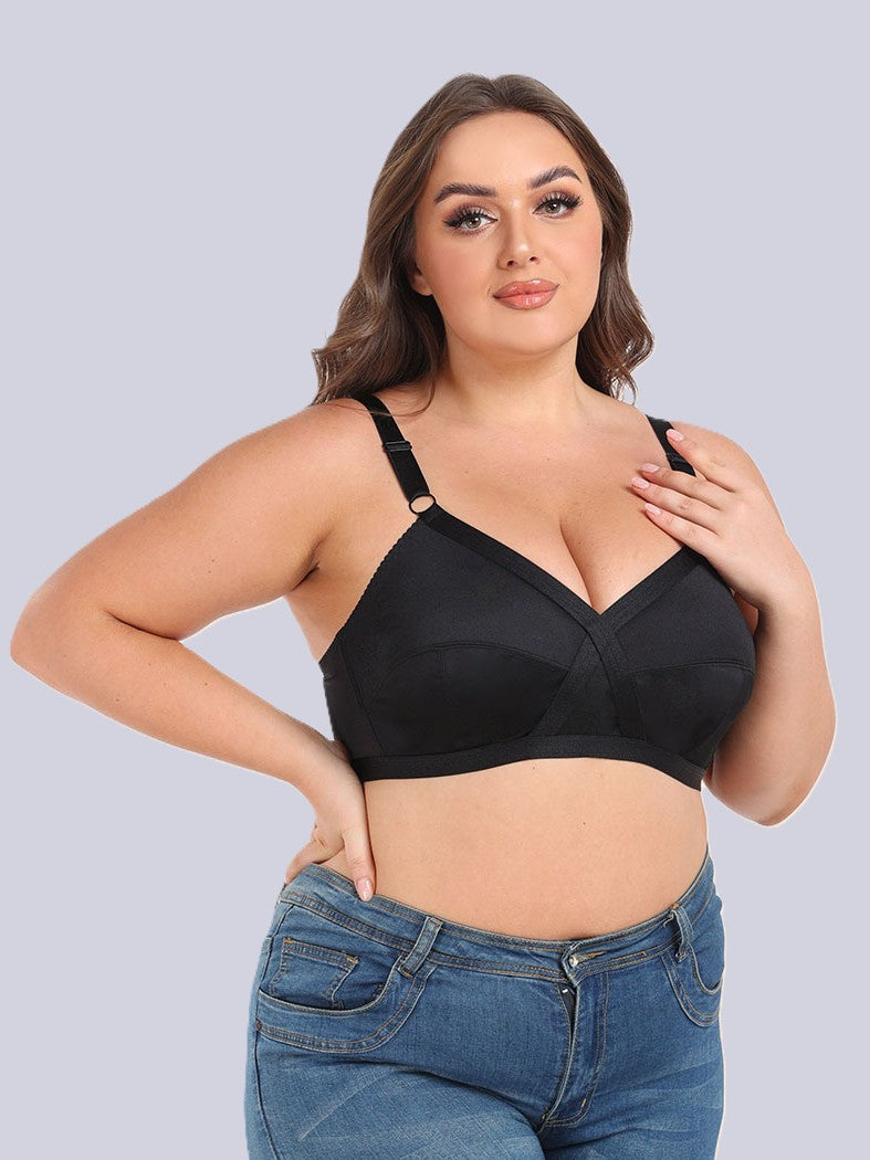 luxury satin fabric, no underwire, no pressure. perfect plus size bra with soft support and elegant look.