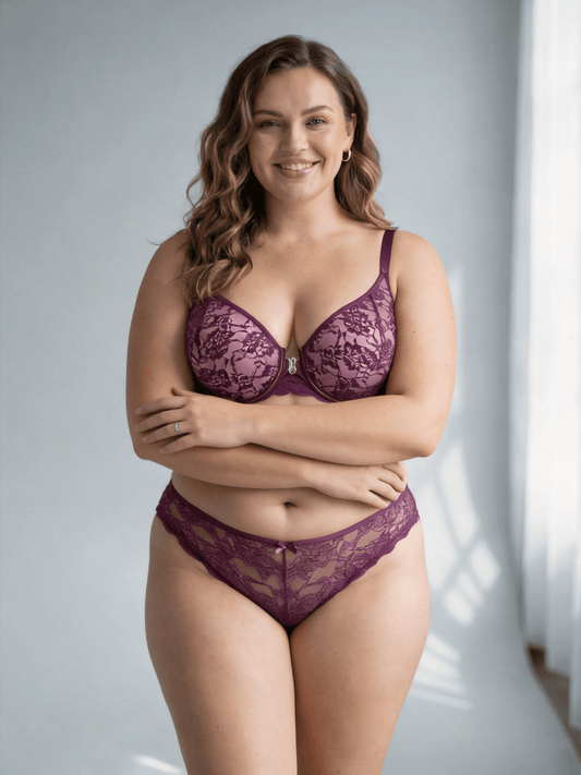 Plus Size Front Closure Lace Bra 3/4 Cup Minimizer Breathable Comfort Bra