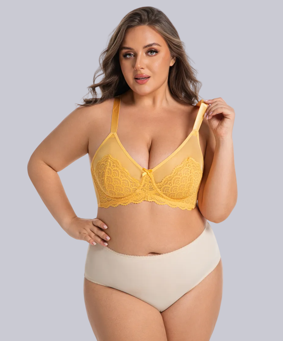 Plus Size Elegant Mesh Bra – Refined Comfort, Flawless Fit