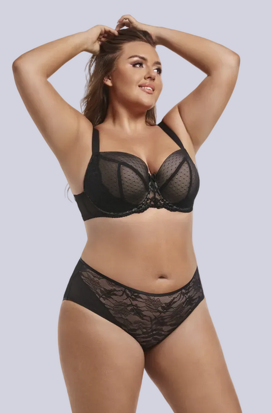 plus size lace bra with full coverage and supportive lift for everyday wear