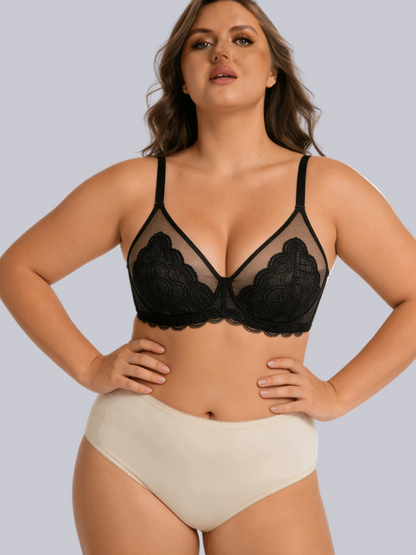 Plus Size Mesh Elegant Bra – Airy Sophistication, Polished Support