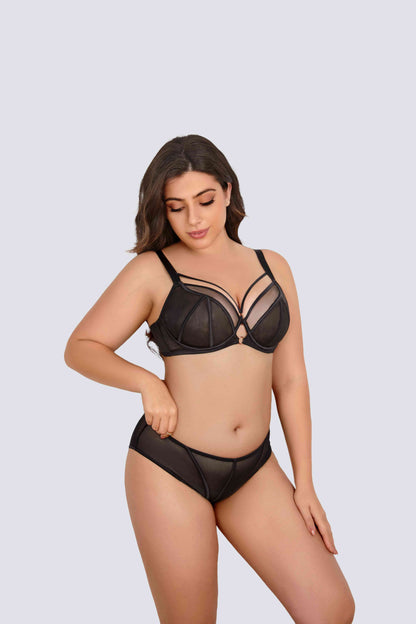 plus size mesh underwire bra set built for stable support and lifted shape