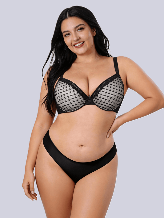 D-G Cup Net Like Underwire Support Bra - Plussize Stylish Intimates