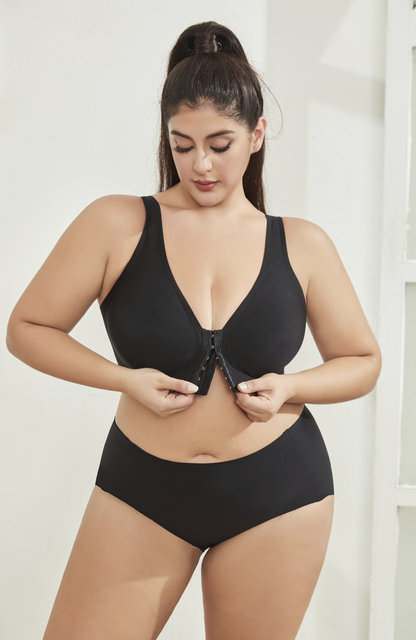 plus size smooth front closure bra support