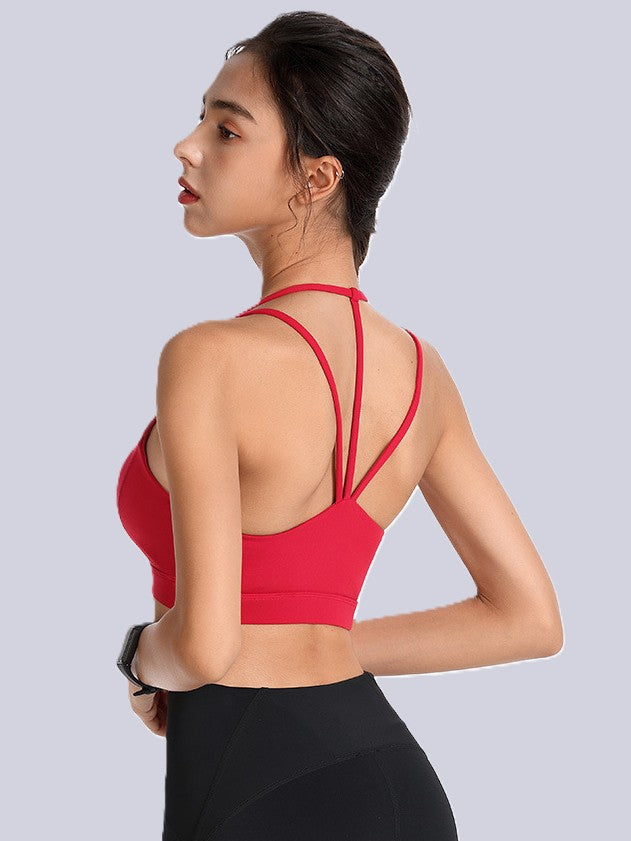 charming backless style, supportive and fashionable for yoga and daily wear.