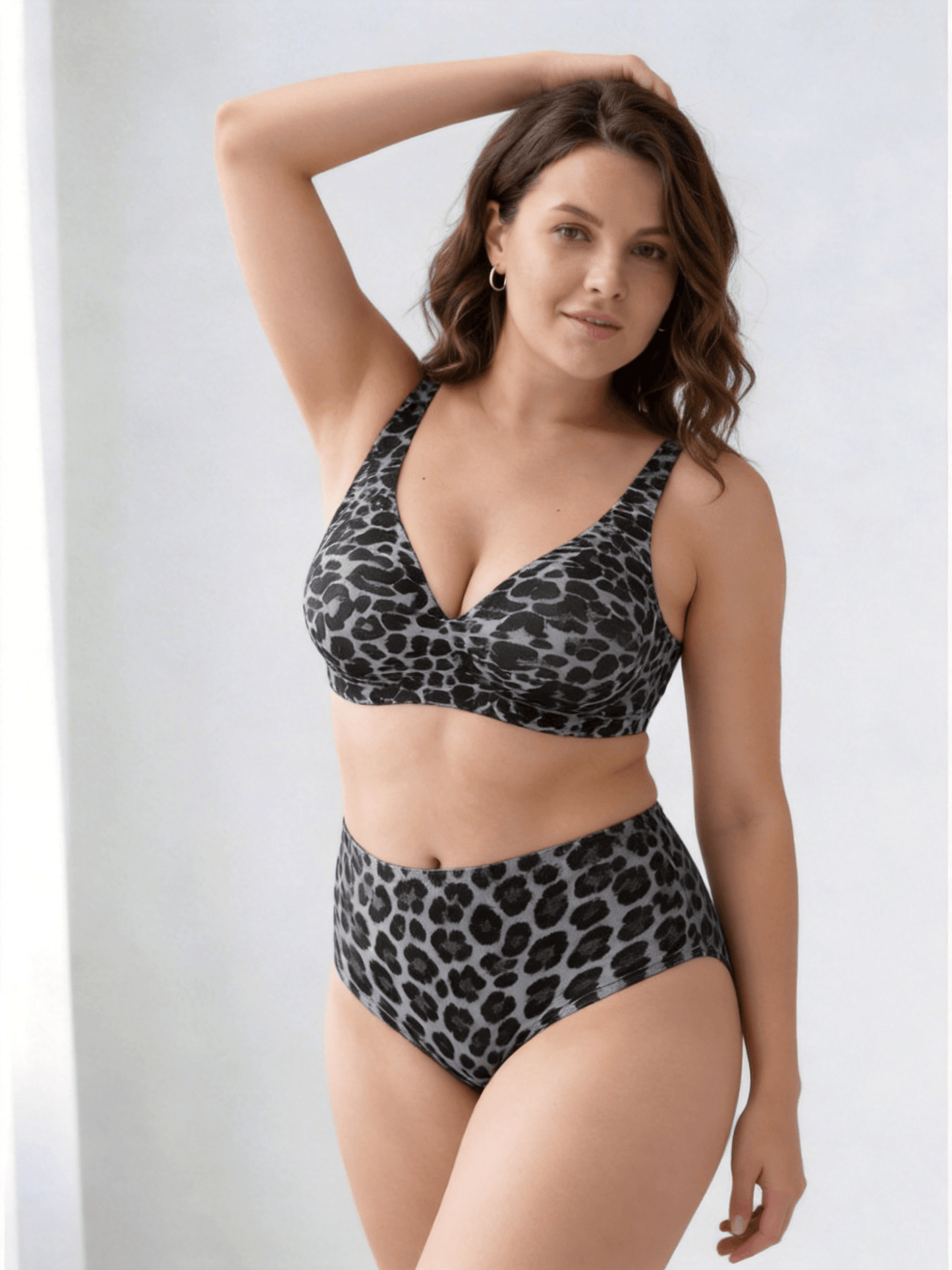 Wireless Full-Coverage Bra with Leopard Print Choosable