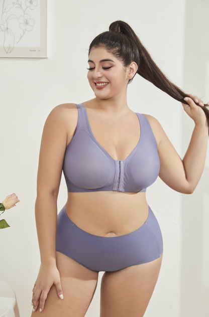 plus size wireless bra with front closure
