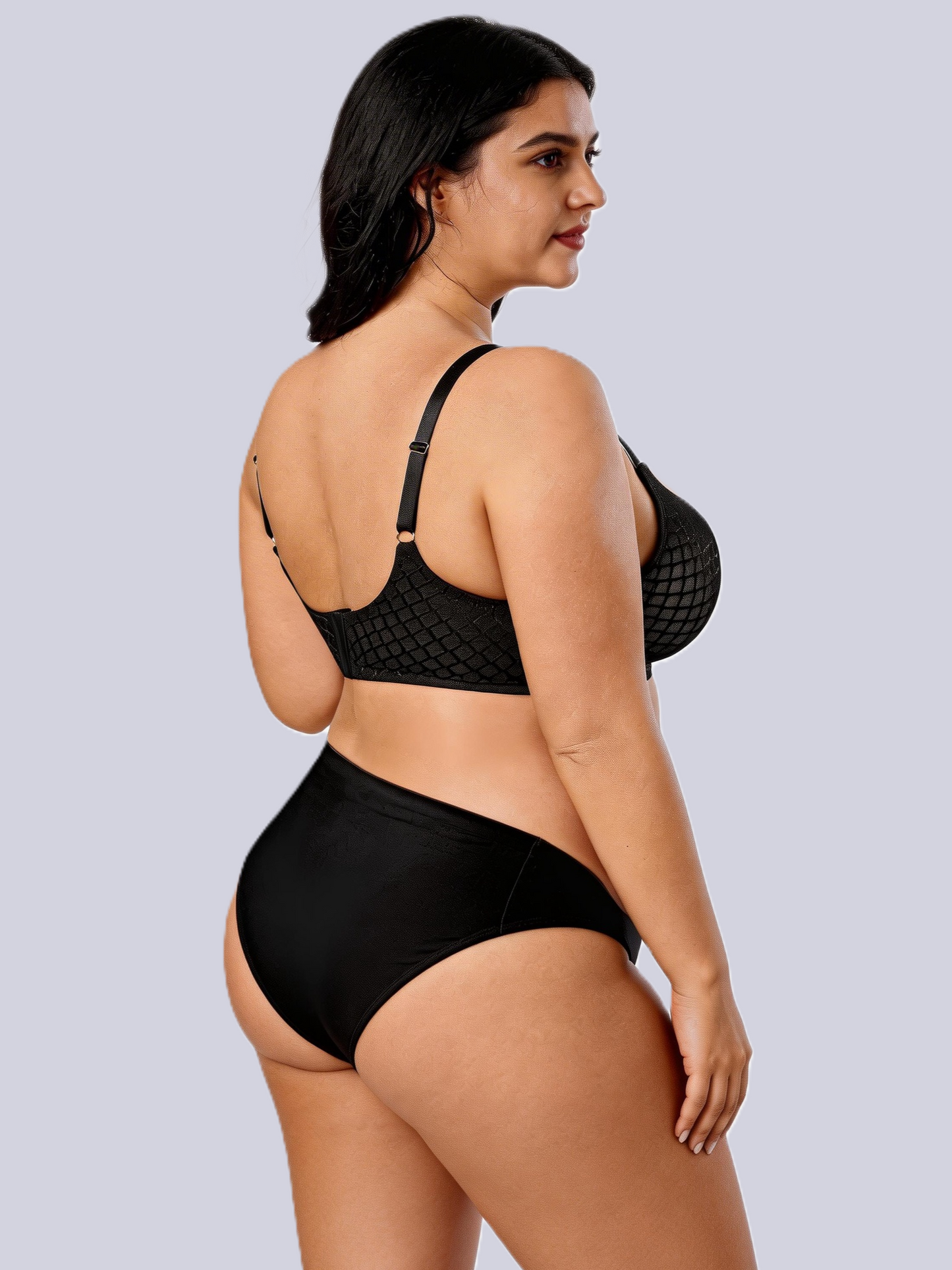 D-G Cup Plus Size Glossy Net Like Underwire Push Up Bra