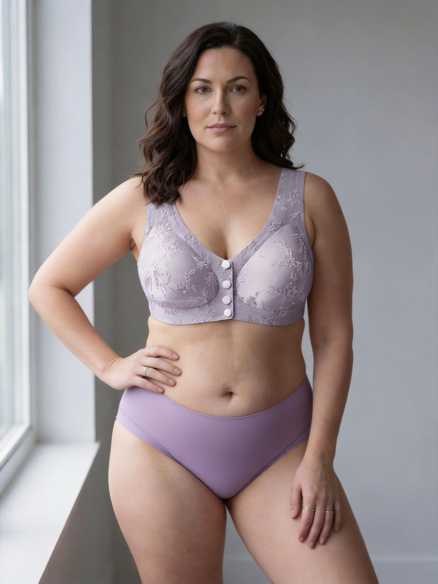 Embossed Front Closure Seamless Push Up Bra for Middle Aged & Elderly Women