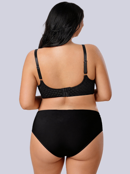 D-G Cup Plus Size Glossy Net Like Underwire Push Up Bra