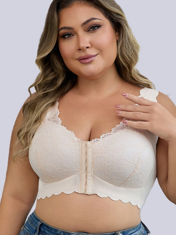 thin wireless plus size bra, fixed cup for stable support and no chest oppression.