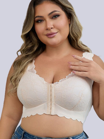 thin wireless plus size bra, fixed cup for stable support and no chest oppression.