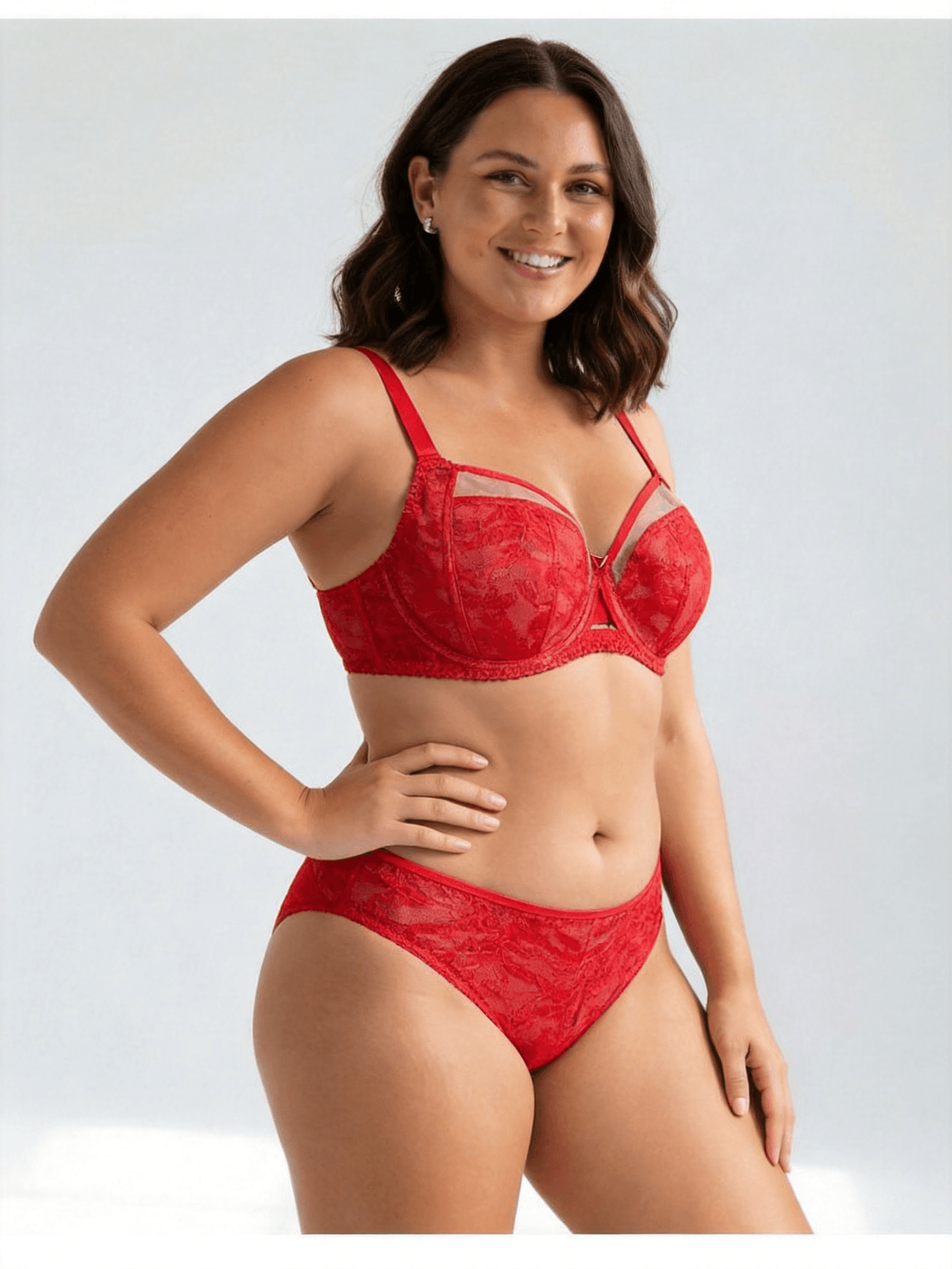PlusSize Lace Bra Set,Push Up & Net Like, ThinCup