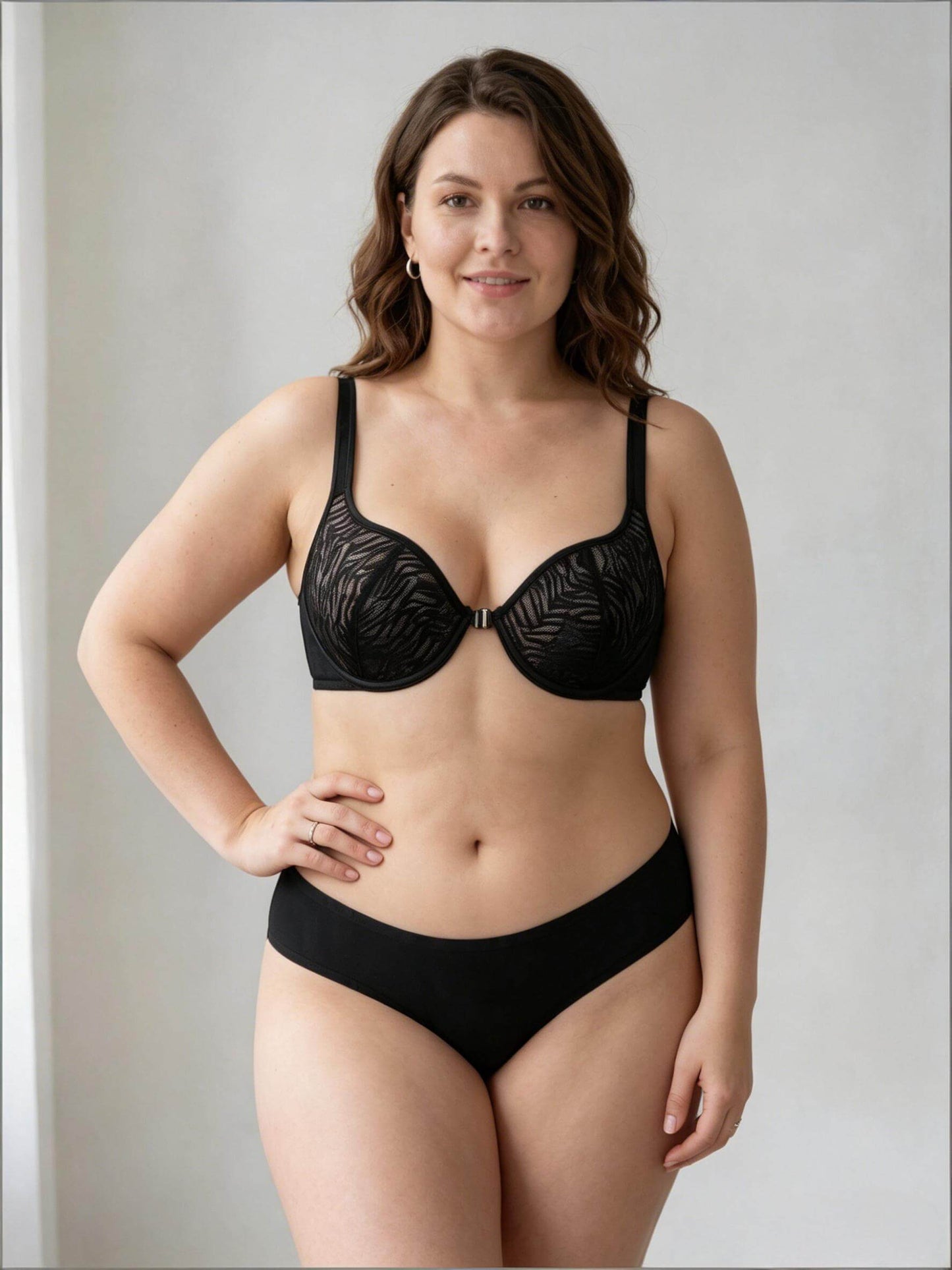 Plus Size Front Closure Elegant Printed Style Intimate with Underwire Support