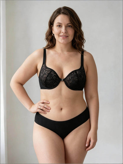 Plus Size Front Closure Elegant Printed Style Intimate with Underwire Support