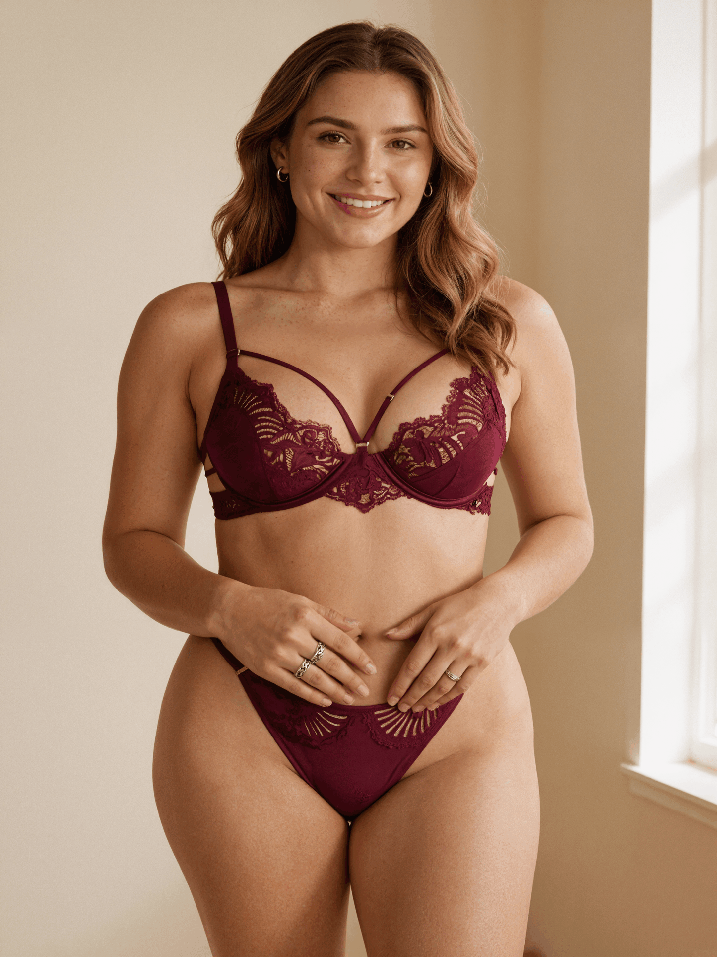 Elegant Style Eyelash Lace Floral Breathable Push Up Bra Set for Women