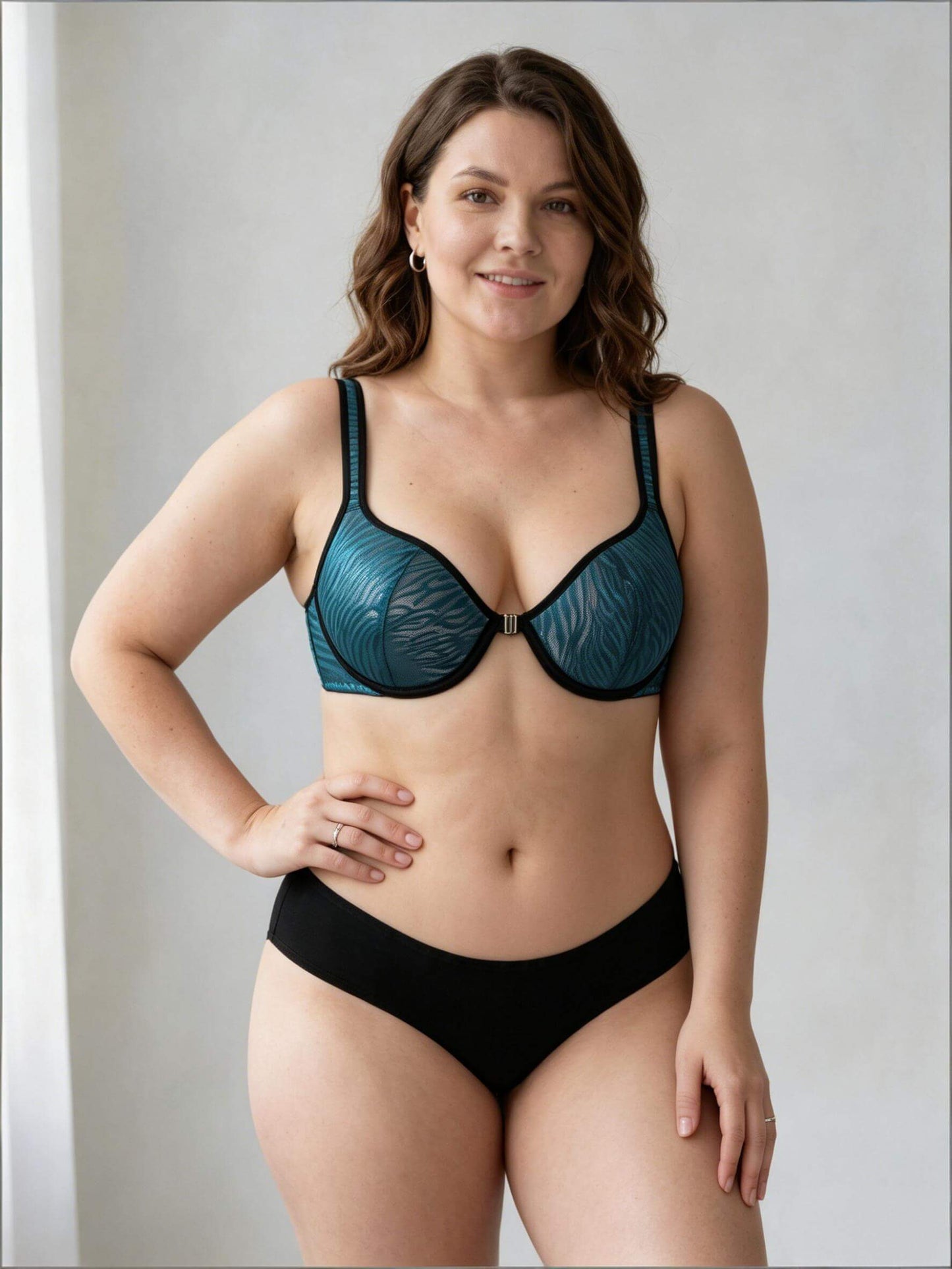 Plus Size Front Closure Elegant Printed Style Intimate with Underwire Support