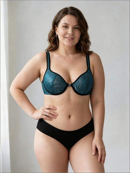 Plus Size Front Closure Elegant Printed Style Intimate with Underwire Support