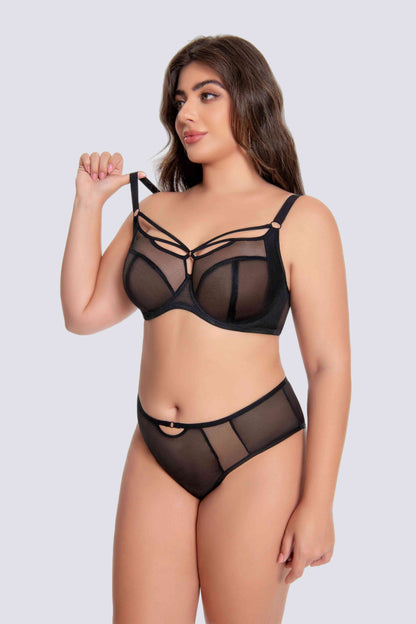 sculpting mesh underwire bra set that shapes and supports a fuller bust