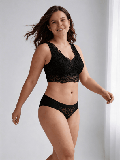Plus Size Pure Lace Wireless Bra, Seamless & Breathable Design