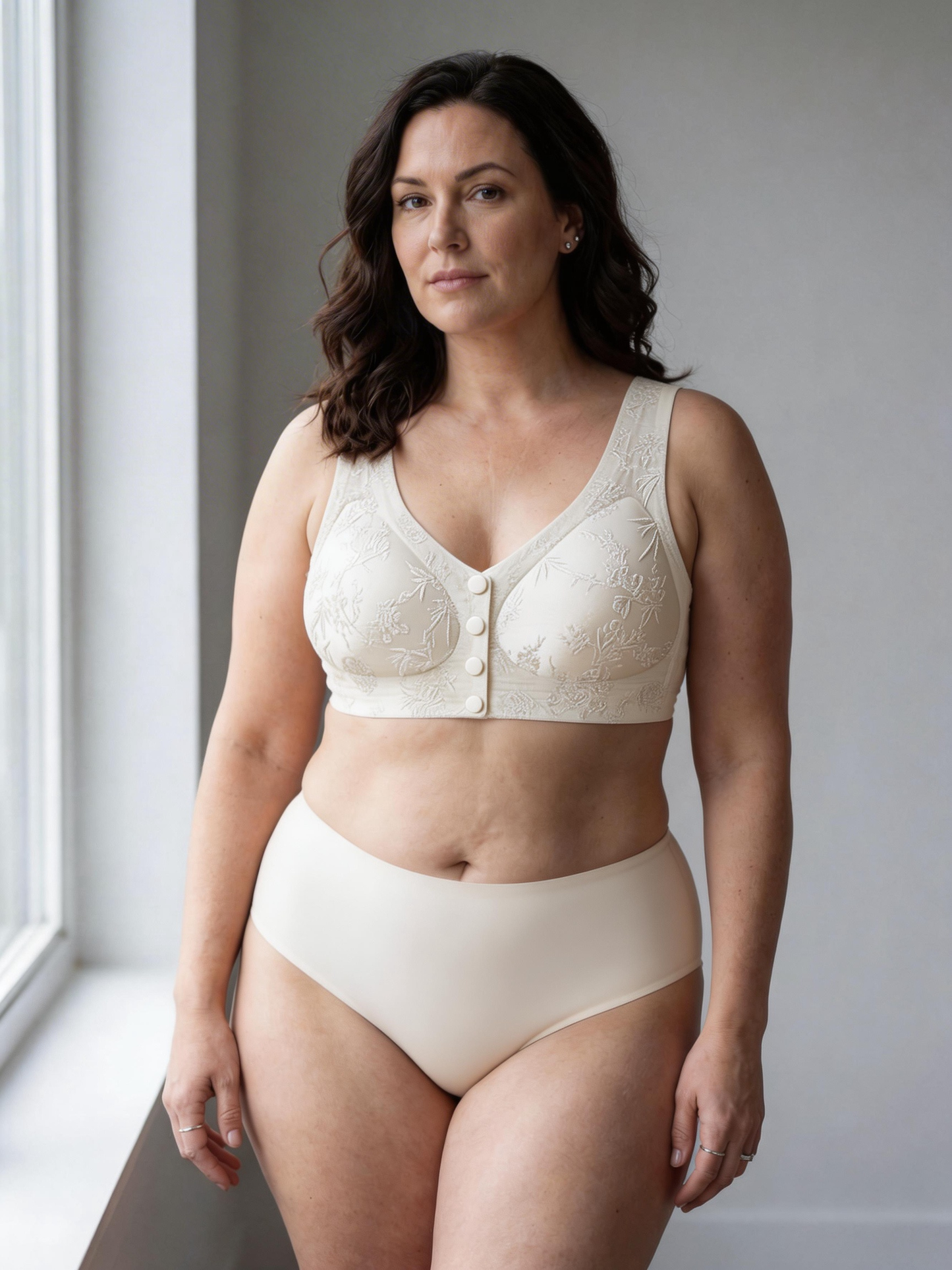 Embossed Front Closure Seamless Push Up Bra for Middle Aged & Elderly Women