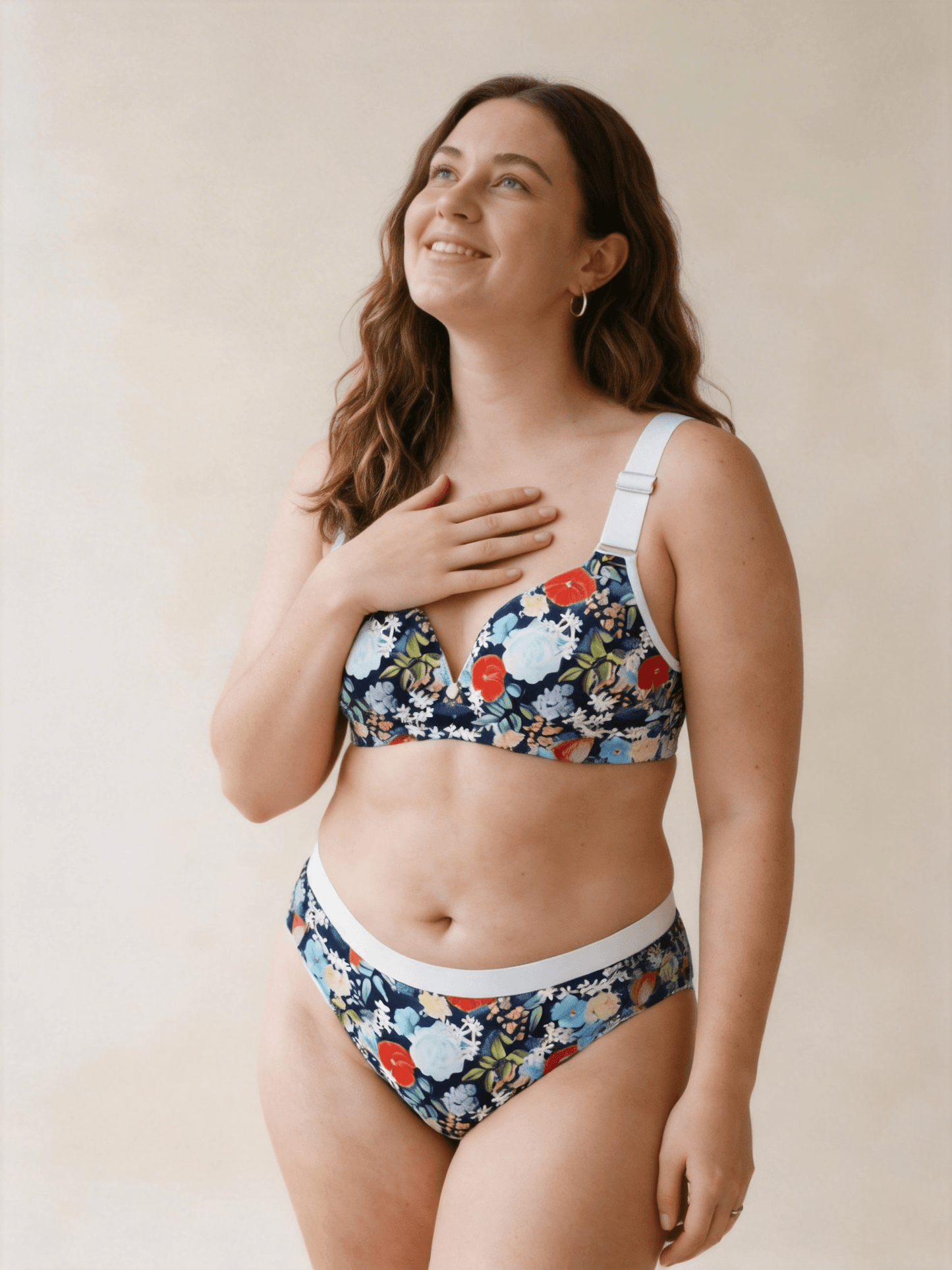 Seamless Plus Size Bra with Floral Print for Curvy Women