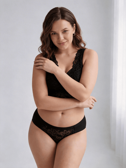 Plus Size Pure Lace Wireless Bra, Seamless & Breathable Design
