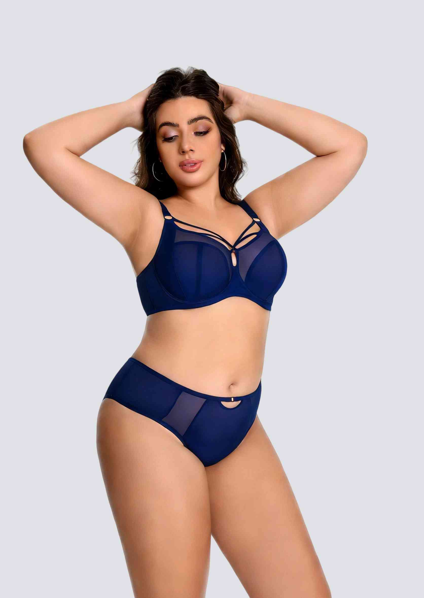 shaping mesh underwire bra set that lifts and enhances full bust curves