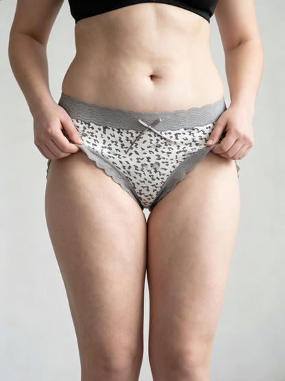 Bamboo Fiber Plus Size Women's Printed Extended Crotch High Waist Briefs