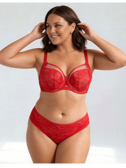 PlusSize Lace Bra Set,Push Up & Net Like, ThinCup