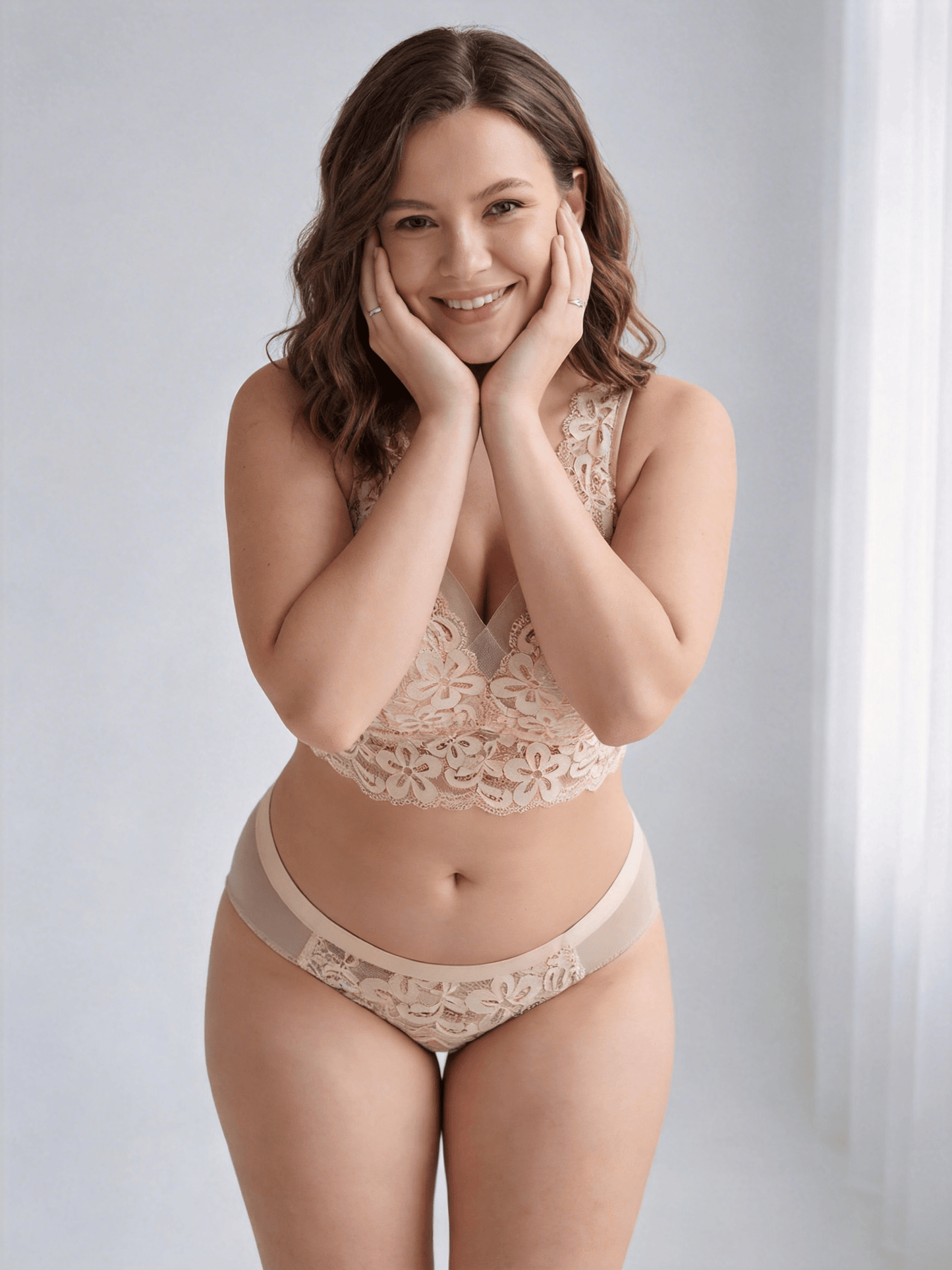 Plus Size Pure Lace Wireless Bra, Seamless & Breathable Design