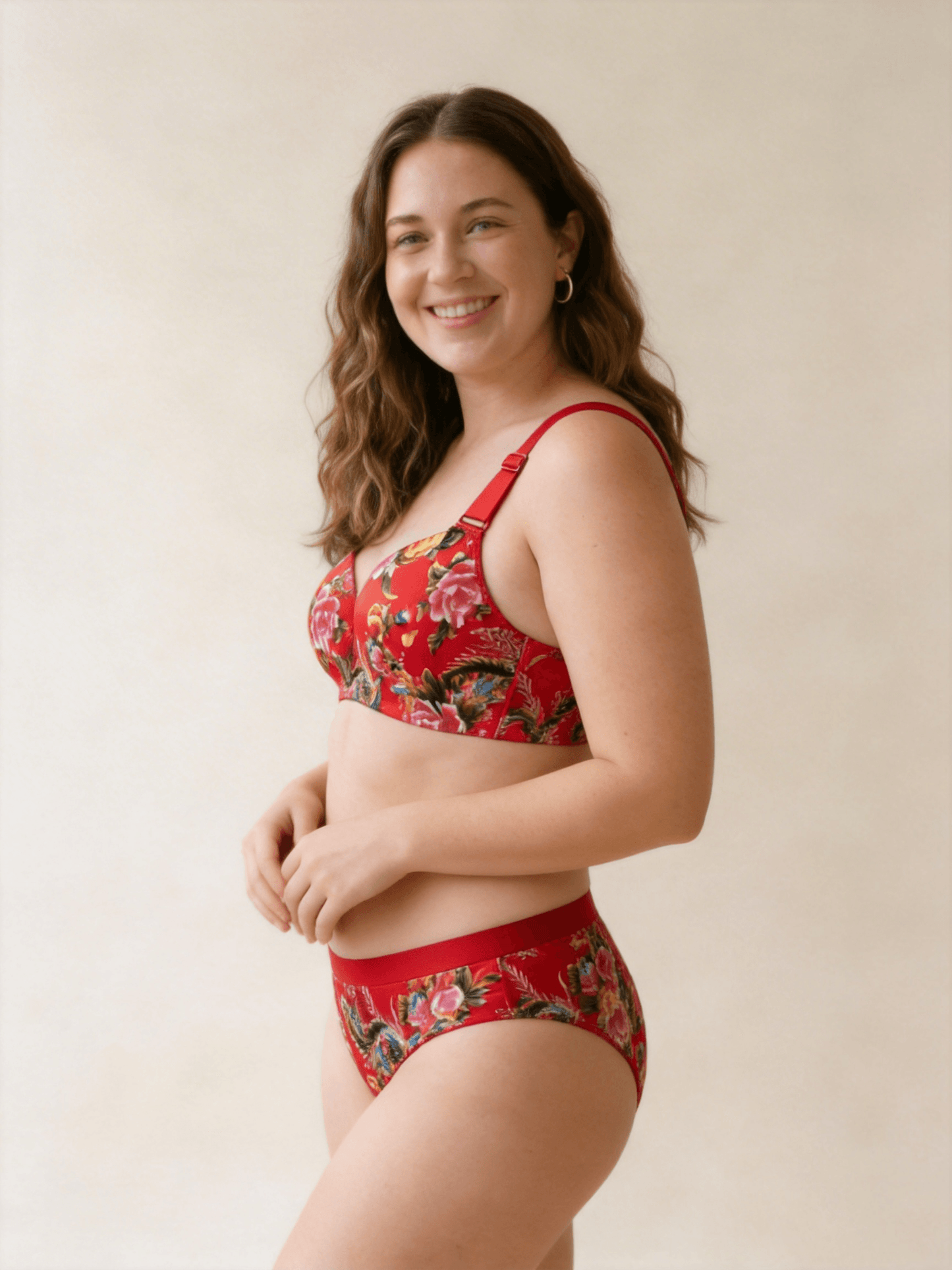 Seamless Plus Size Bra with Floral Print for Curvy Women